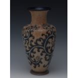 A Royal Doulton 'Seaweed' stoneware baluster vase, by George Tinworth,