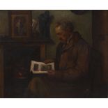 E S Clark
Reading by Firelight
signed, oil on canvas, 49.5cm x 59.