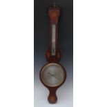 A late 19th/early 20th century mahogany wheel barometer, the 20cm silvered dial inscribed Basehga,