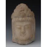 Indian School, 20th century,  reconstituted marble head, of  Bodhisattva,
