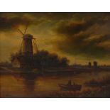 E** Vernon  (20th century)
Dutch Windmills
signed, oil on panel, 22.