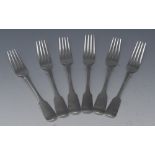 A composed set of six Fiddle pattern dessert forks, George William Adams, London 1851 Mary Chawner,