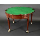 A George III mahogany demi-lune card table,