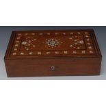 A 19th century Anglo-Indian hardwood and ivory marquetry rectangular box,