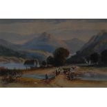 English School  (19th century)
Crossing the River
initialled EMC, watercolour,