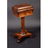 A George IV rosewood sarcophagus teapoy,