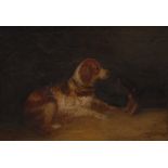 J**Langlois (19th century)
Spaniel and Terrier
signed, oil on canvas, 22cm x 32.