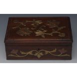 A 19th century Colonial rectangular cigar box, possibly Chinese, hinged cover with moulded edge,