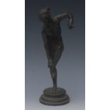 Italian School (19th century), after the Antique, a Grand Tour bronze, of a bather, circular base,