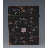 An early Victorian tortoiseshell and mother of pearl marquetry rectangular visiting card case,