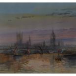 Michael Crawley (Contemporary)
River Thames, Westminster
signed, watercolour, 33.5cm x 35.