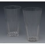 A pair of mid 19th century tapering cylindrical faceted tall tumblers, star cut bases, 15.