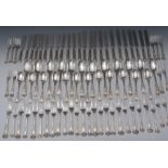 A composed canteen of William IV and later silver King's pattern cutlery, for twelve,