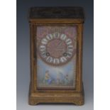 A 19th century French porcelain mounted gilt brass mantel clock,