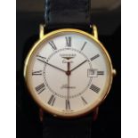A Longines gentleman's 9ct gold Presence quartz wristwatch,