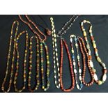 A multi-stone bead necklace, set with assorted round, rectangular,