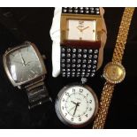 Watches - a Seconda Seksy Henley Glamour lady's watch, gold coloured metal rectangular case,
