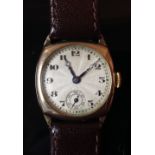 A vintage wrist watch, textured silvered dial, Arabic numerals, subsidiary seconds, 9ct B.W.