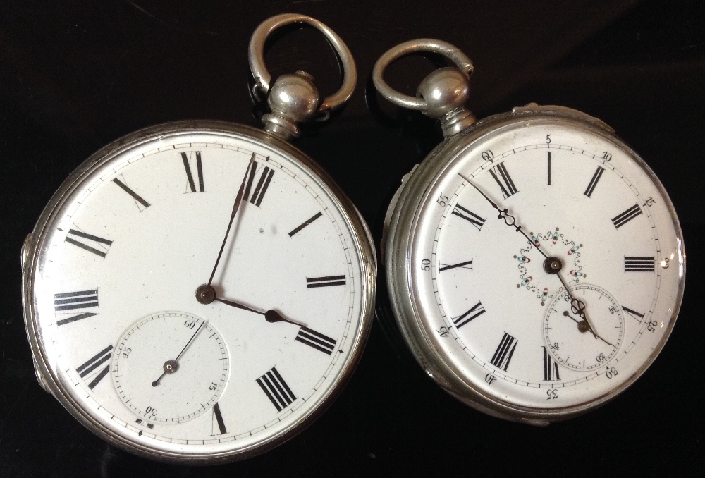 A 19th century continental patent lever silver open face pocket watch, white dial,