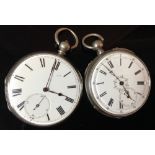 A 19th century continental patent lever silver open face pocket watch, white dial,