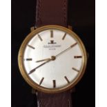 A Jaeger LeCoultre Club gentleman's gold cased wrist watch, silvered circular dial, baton markers,