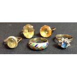 A large yellow citrine and 9ct gold single stone dress ring;  others;