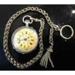 A silver gilt fancy link Albertina chain,