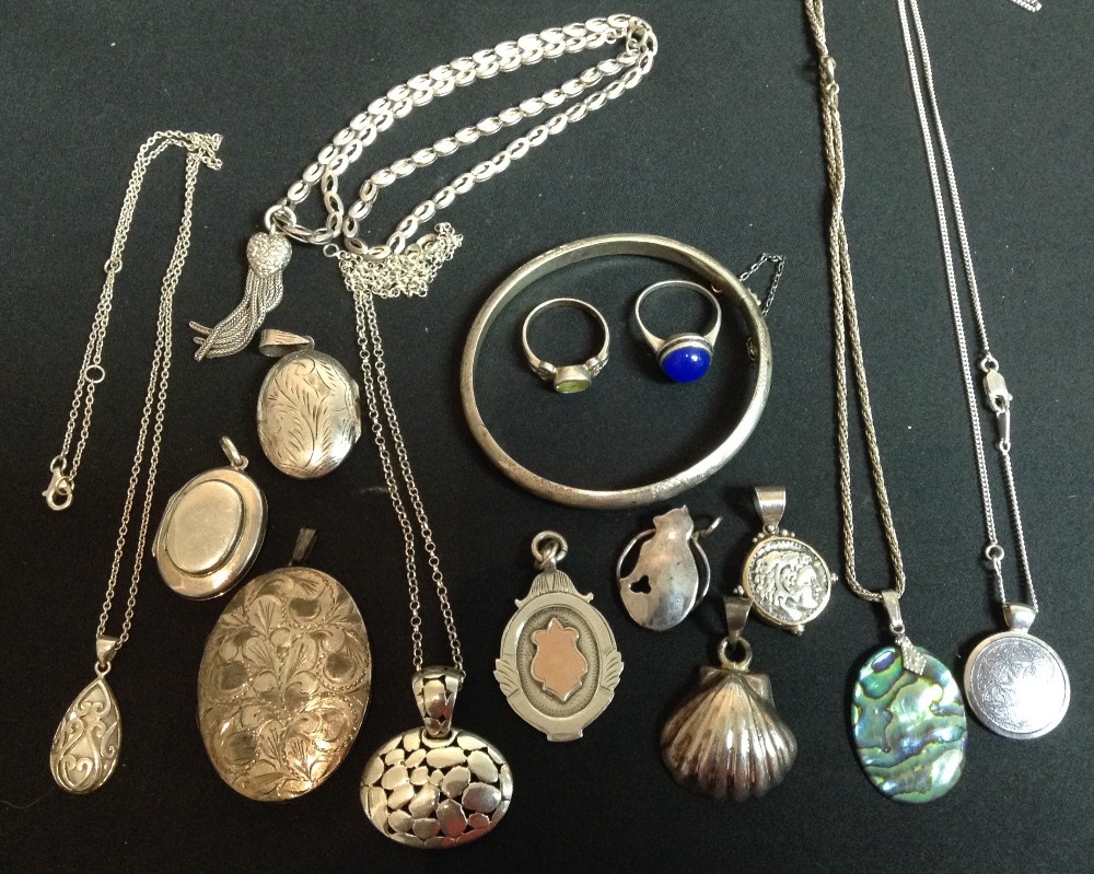 Silver Jewellery - an oval locket;  others,