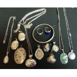 Silver Jewellery - an oval locket;  others,