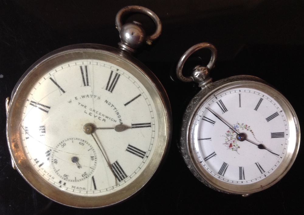 A 19th century continental 935 grade silver open face pocket watch, retailed W E Watts, Nottingham,