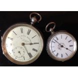 A 19th century continental 935 grade silver open face pocket watch, retailed W E Watts, Nottingham,