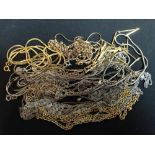 Jewellery - a 9ct gold box link chain;  a flat link chain;  another,