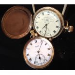 A Thomas Russell of Liverpool gold plated hunter pocket watch, cream dial, bold Roman numerals,