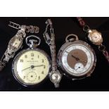 Watches -  a German Kienzle chrome case pocket watch, silvered dial, Arabic numerals,