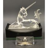 A Swarovski Crystal model, Fabulous Creatures, Unicorn, 1996, name plate, certificate,