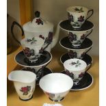 A Royal Albert Masquerade pattern coffee set, comprising coffee pot, cups, saucers, jug etc.