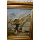 English School (19th century)
Cattle By The Barn,
indistinctly signed, dated 1818, oil on panel, 37.