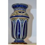 A Doulton Lambeth three-quarter girdle vase, designed by Florence E.