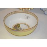 A Royal Crown Derby bowl, painted by William Mosley, signed, with a figure on a bridge fishing,