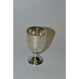 Local Interest - a George VI silver presentation egg cup, engraved I.C.I.