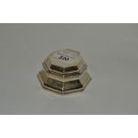 An Art Deco silver hexagonal inkwell, with glass liner,