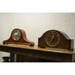 A 1930's oak  Napoleon hat mantel clock,