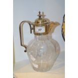 A Victorian cut glass and EPNS mounted claret jug, 23cm high, c.