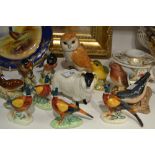 A Beswick Nuthatch, Wren, Goldfinch, Robin, Barn Owl, Green finch,