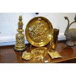 Metal Ware - a Tylor's Improved Moderator table lamp, embossed with frolicking cherubs,