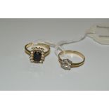 A lady's 9ct gold dress ring; another, similar, 4.