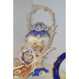 An English porcelain one handled pot pourri vase and cover,