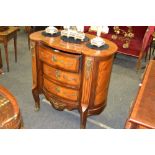 A 19th century Italian walnut and mahogany kidney shaped commode,