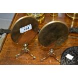 A pair of  19th century miniature brass oval occasional table, turned  columns, tripod legs,