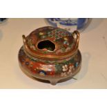 A Japanese cloisonné koro and cover